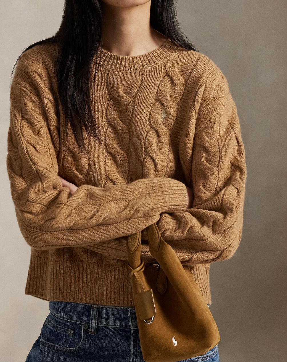 Cable Knit Wool/Cash Camel