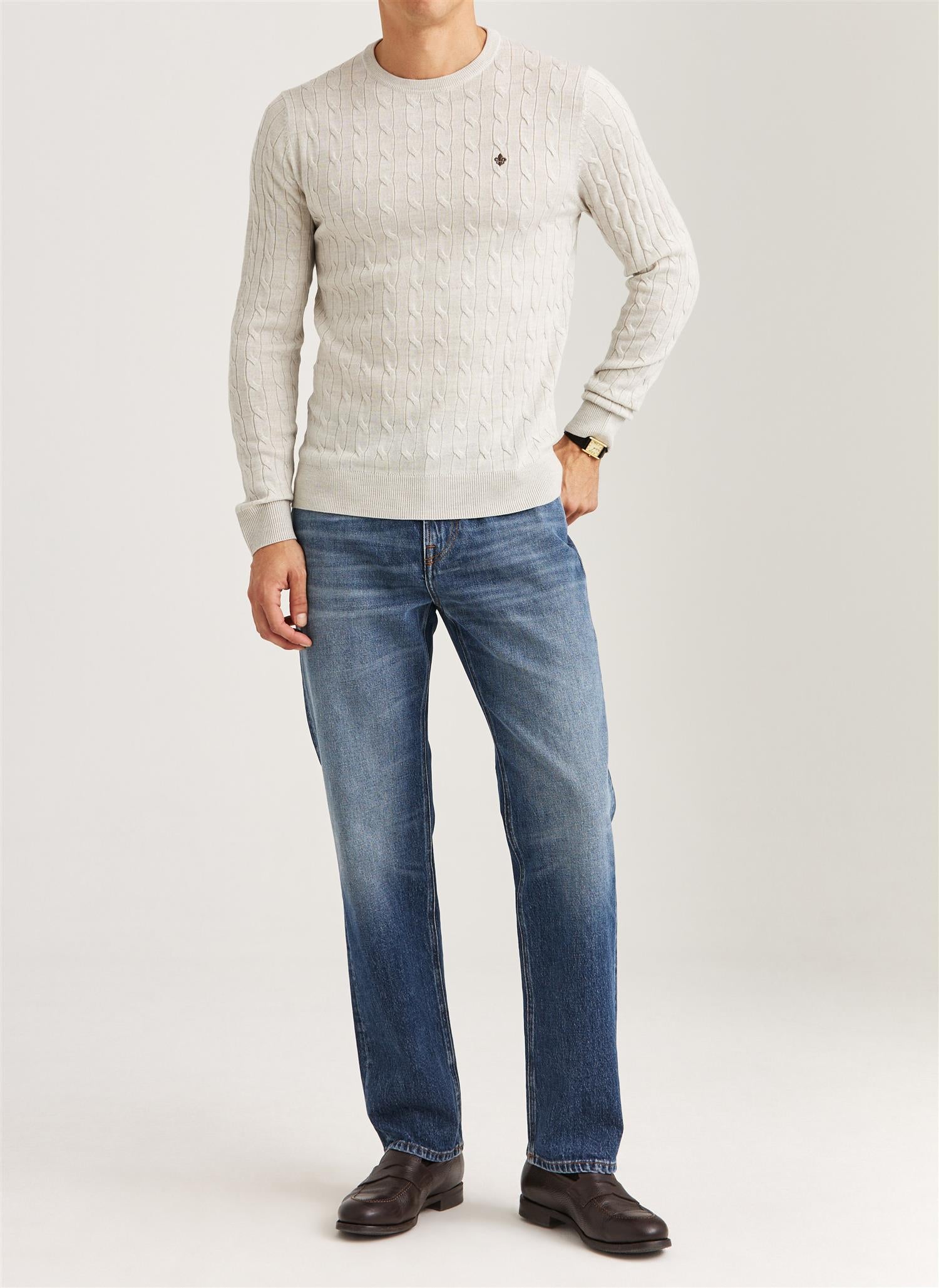 Merino Cable Oneck Off White