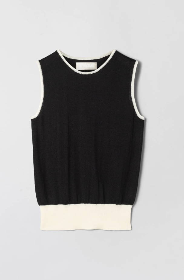 CLASSIC MERINO TANK BLACK CREAM