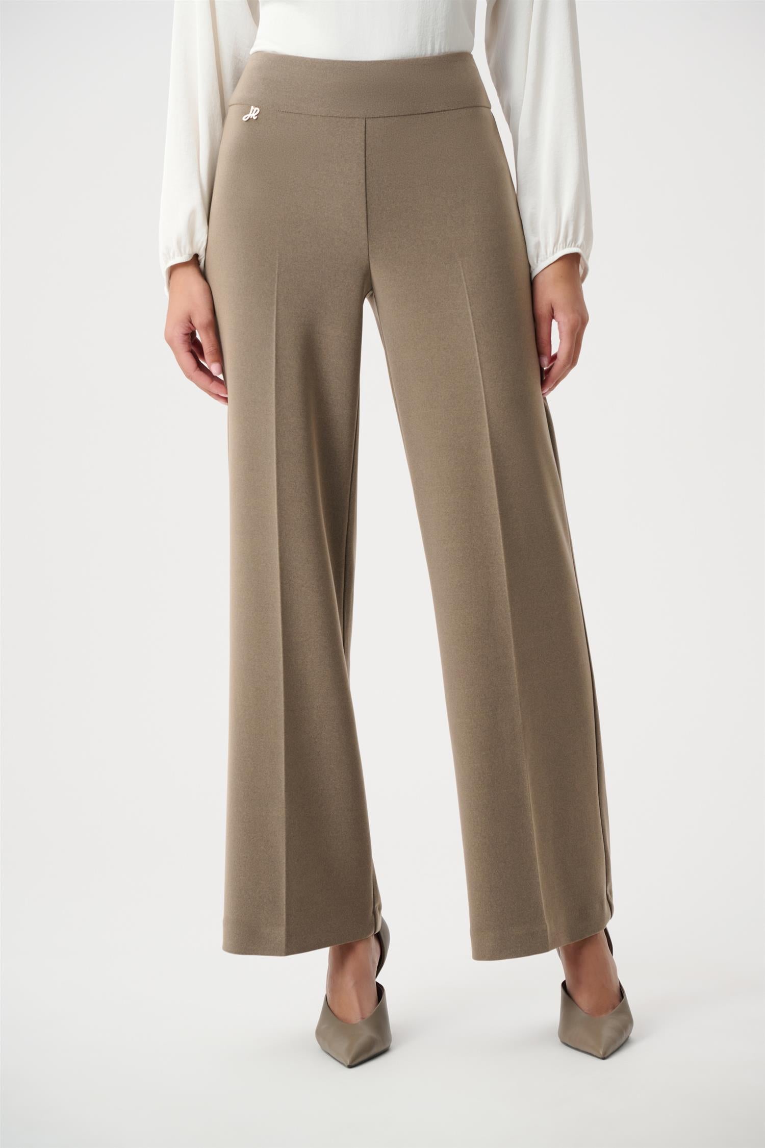 Silky Knit Wide-Leg Pull-On Pants Taupe