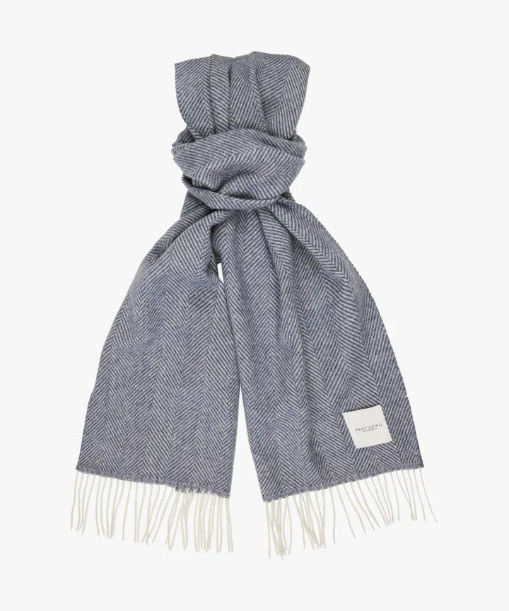Blue Herringbone Lambswool Scarf