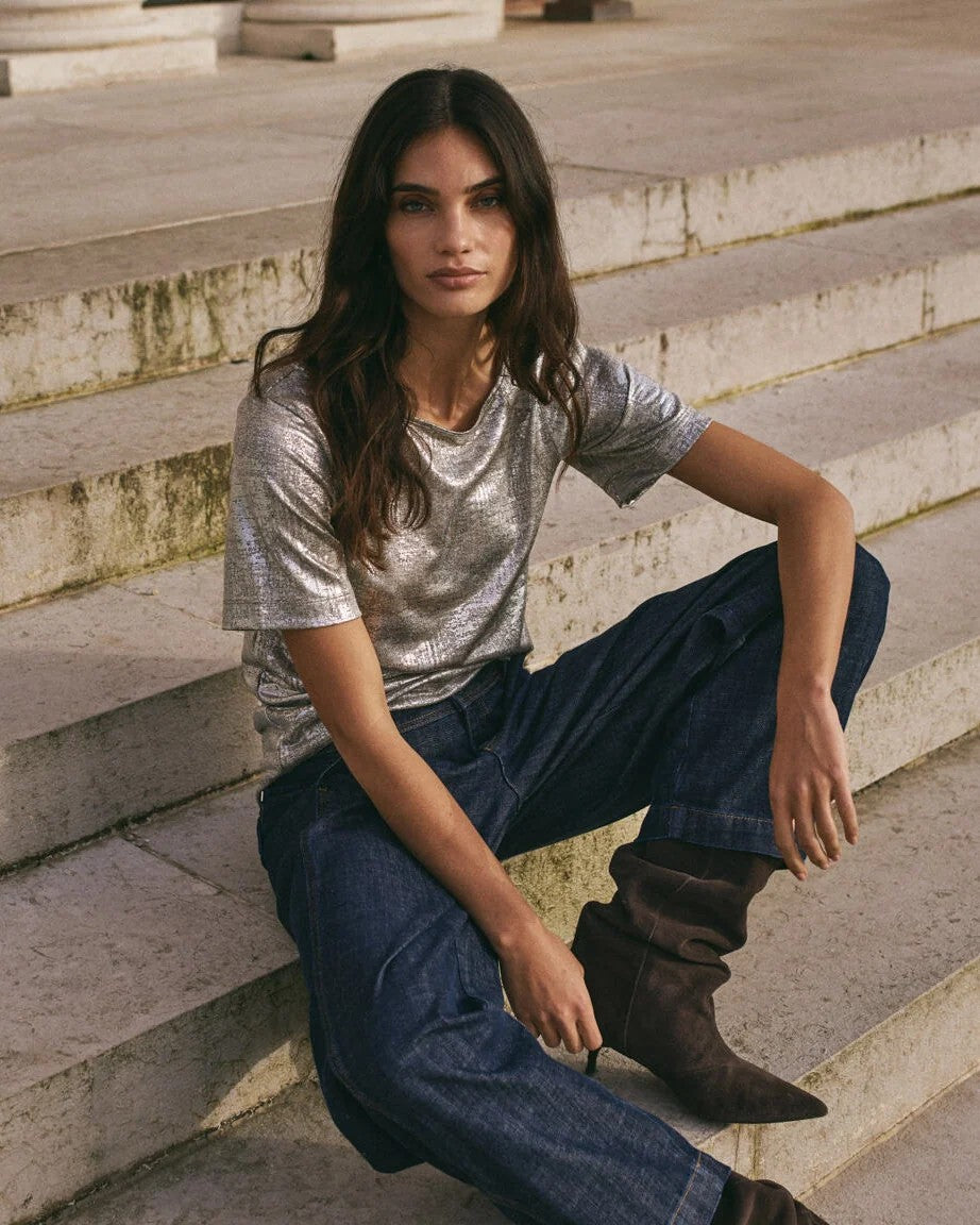 Mmniva O-Ssmetallic Tee Silver