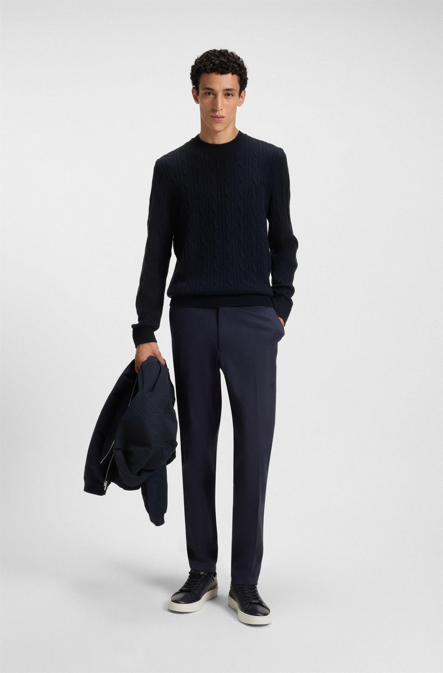 Hetico Cable-knit sweater in wool and cashmere Dark Blue