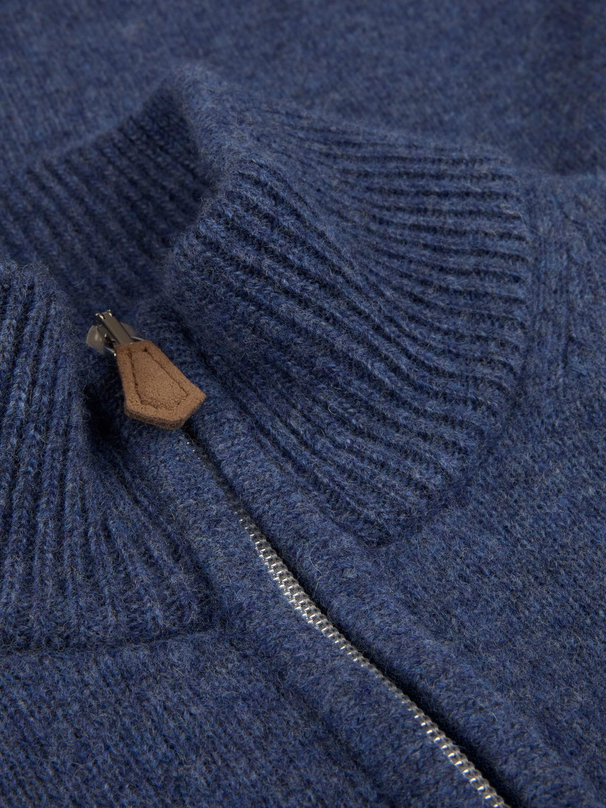 Pullover Knitted Half Zip Carded Merino Wool Dark blue