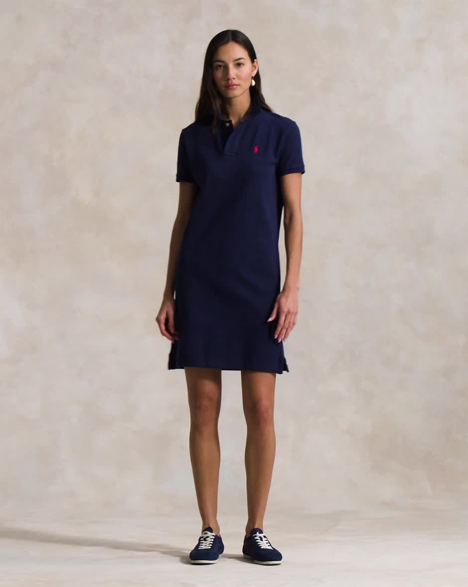 Cotton Mesh Polo Dress Newport navy
