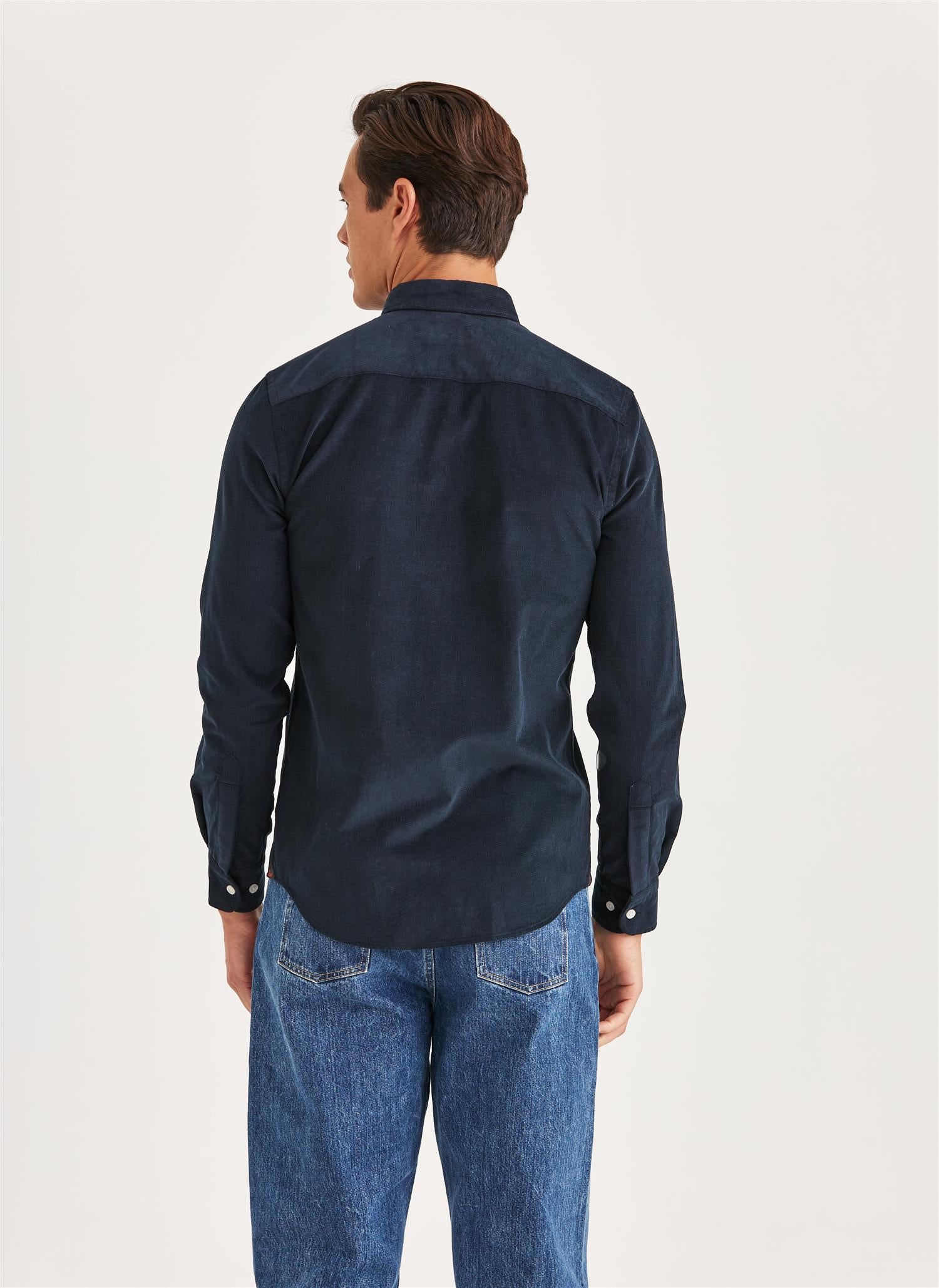 Douglas Cord Shirt-Slim Fit Blue
