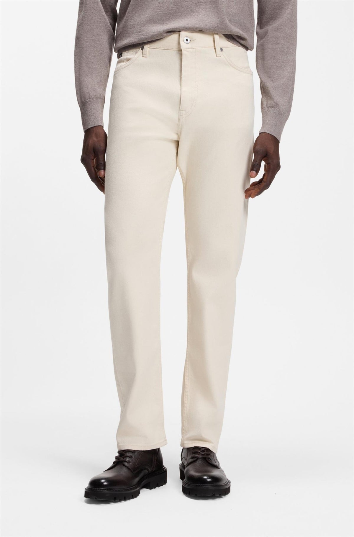 Ogden Straight Fit Jeans In Italian Ecru Denim