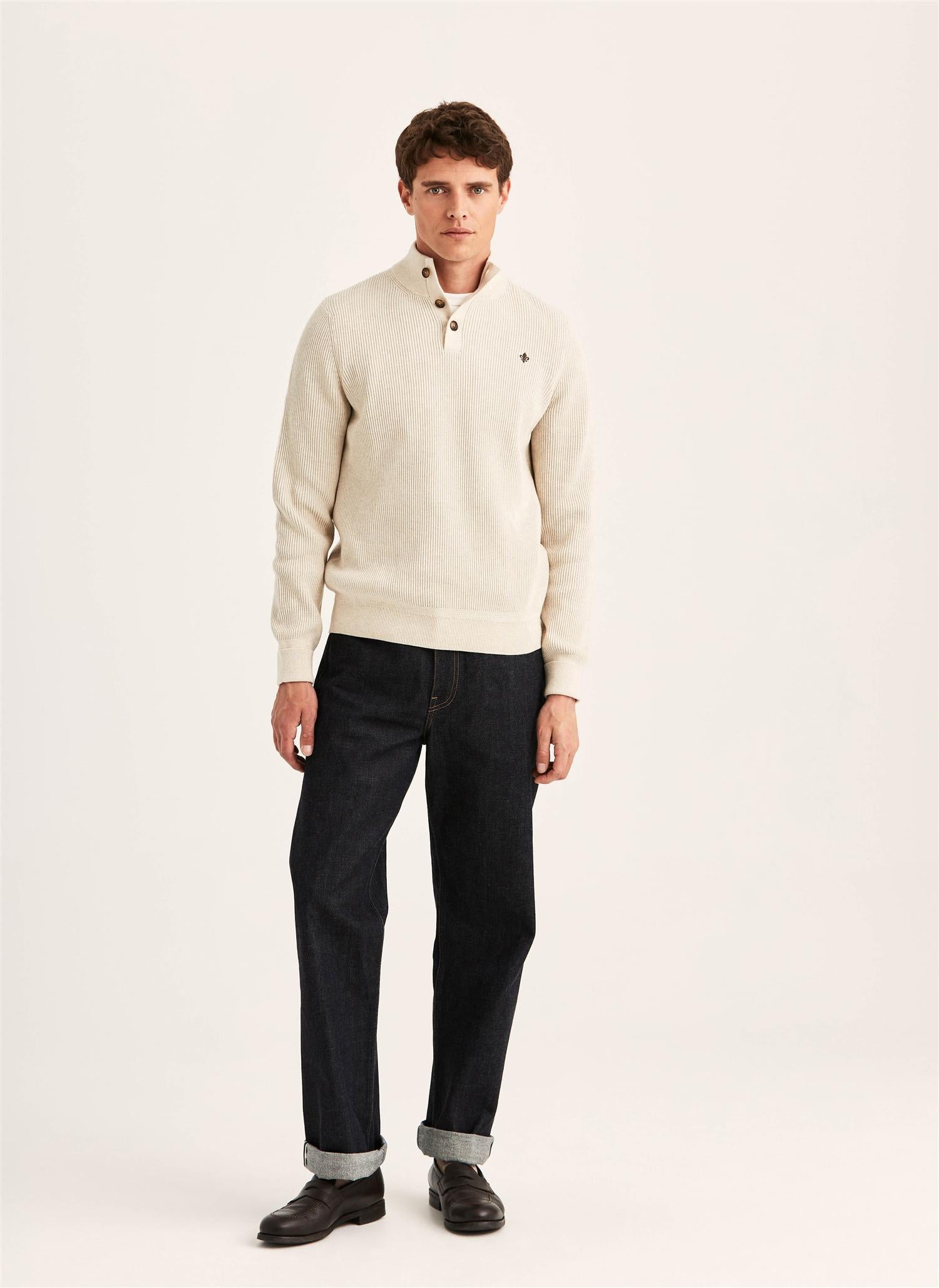 Niall Half Button Sweater Khaki