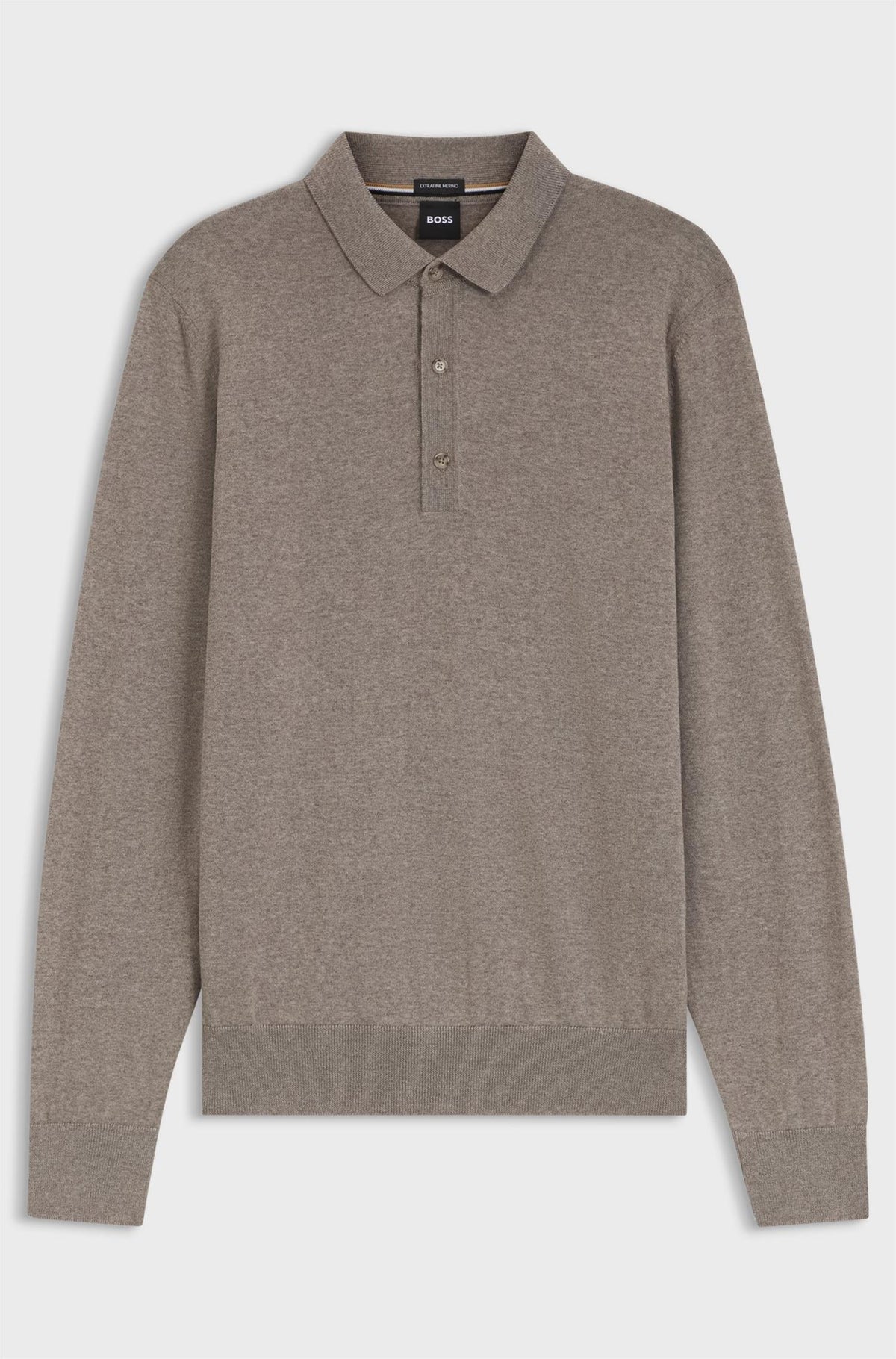 Lancione Merino Wool Polo Sweater Open Brown