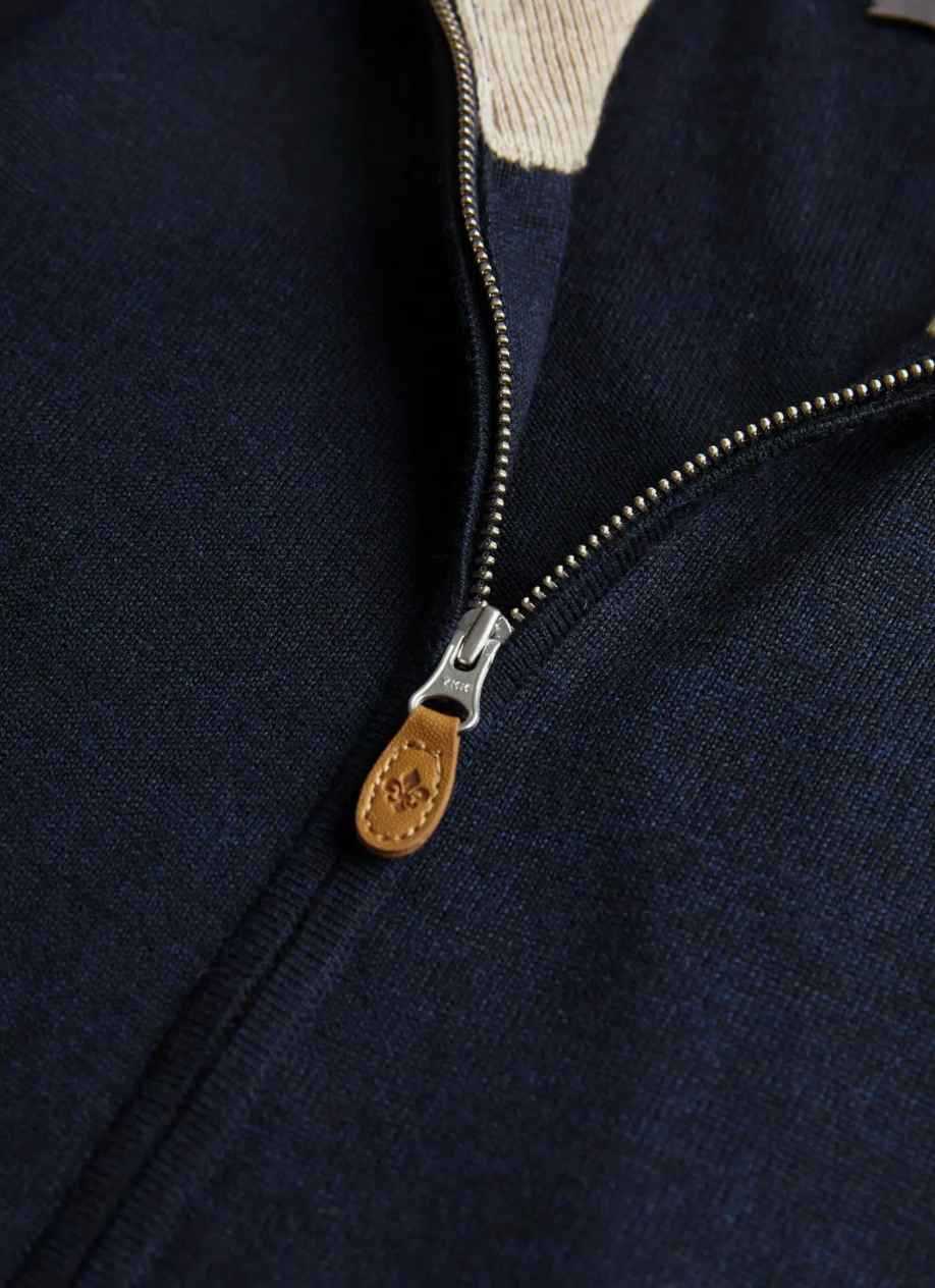 Merino Zip Vest Navy