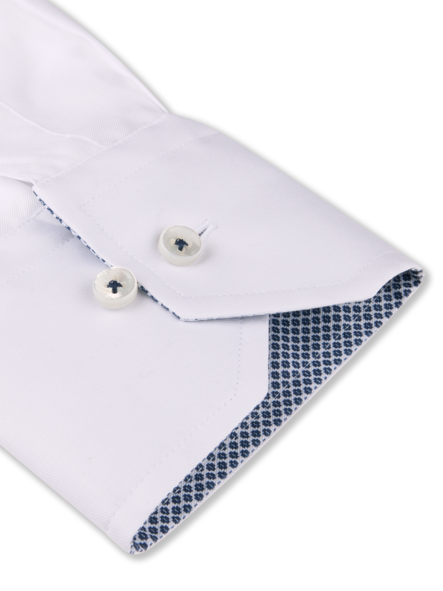 White Twill Regular Shirt with Blue Contrast