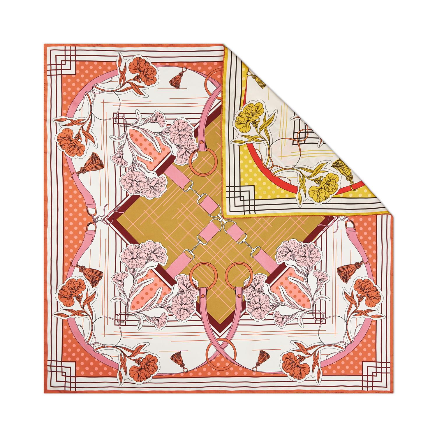 Eleonore Scarf 90X90 Rose/Yellow