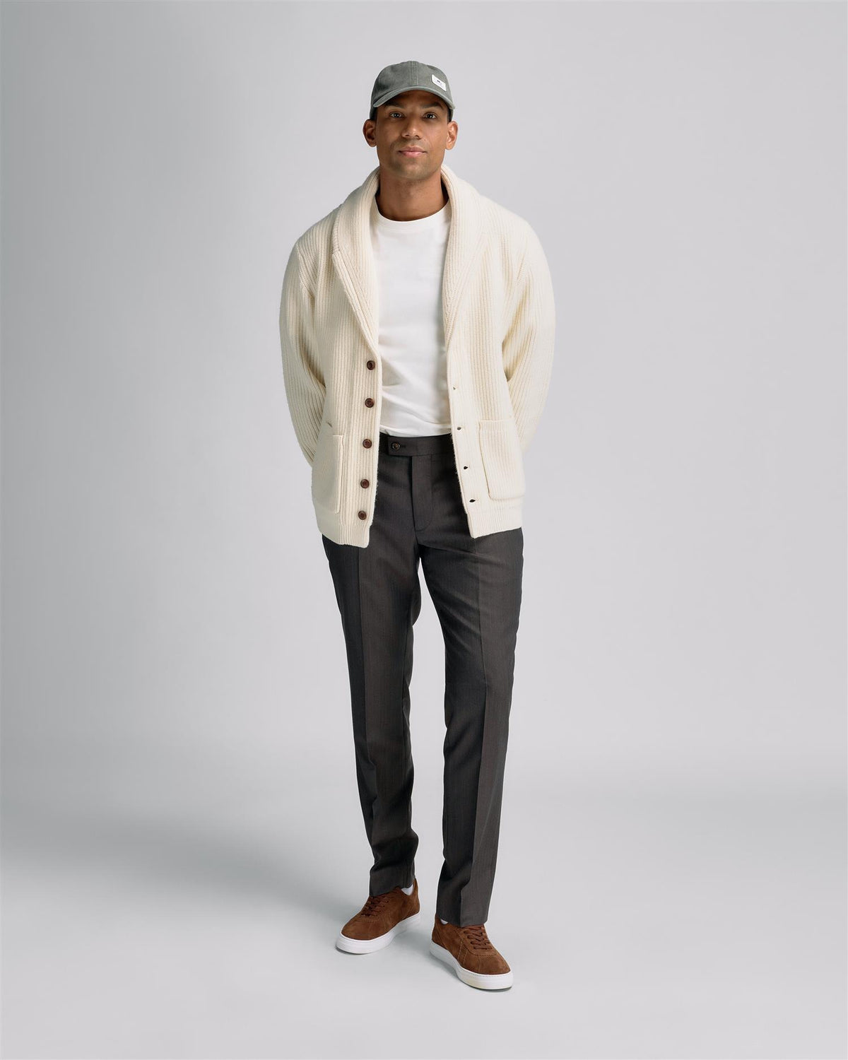 Knit Shawl Cardigan Off White