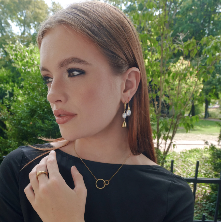 Laura Pearl Hoop Earring Stainless Steel