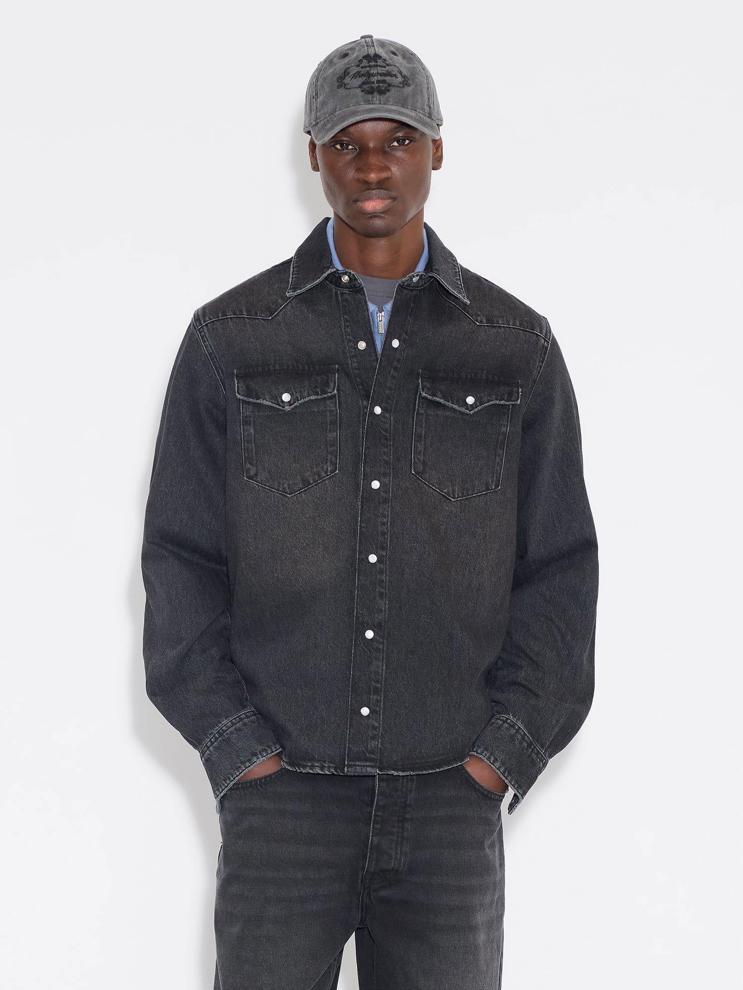 M Slim Denim Shirt Black