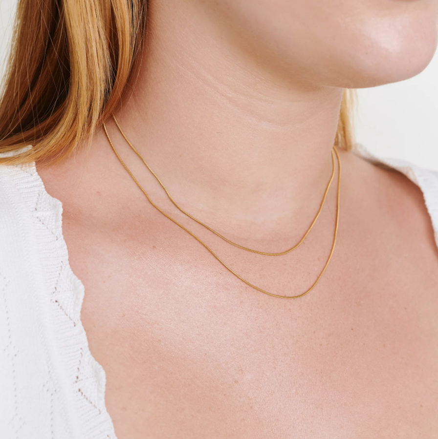Silvia - Double Chain snake chain necklace stainless steel - gold