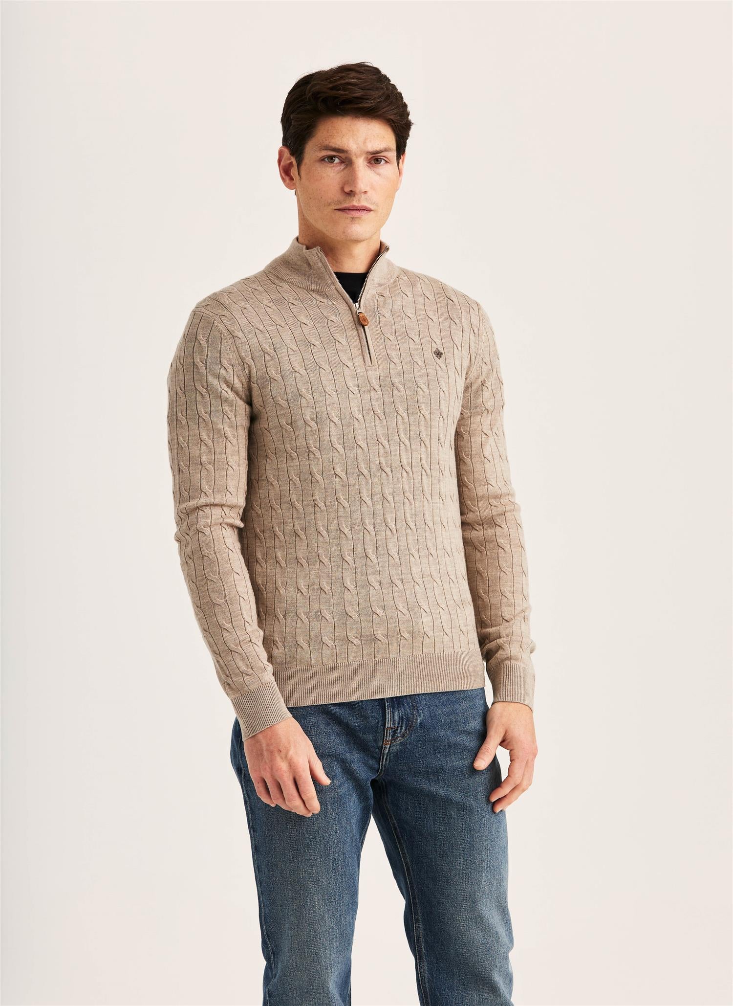 Merino Cable John Zip AW26 Khaki