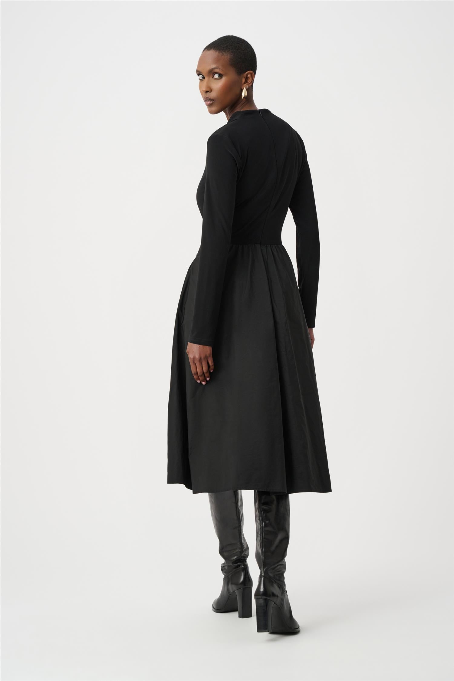 Silky Knit and Memory Fit and Flare Dress Black