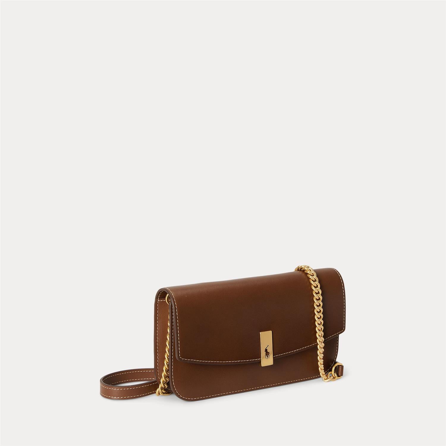 Polo ID Leather Chain Wallet and Bag - Brown