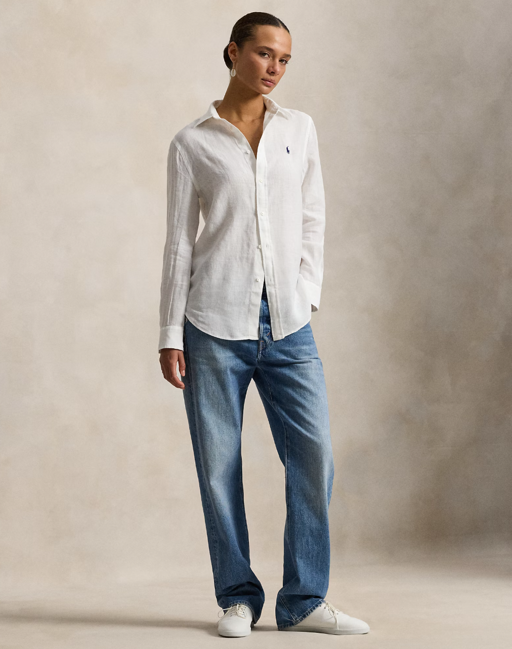 Classic-Long Sleeve-Button Front Shirt White