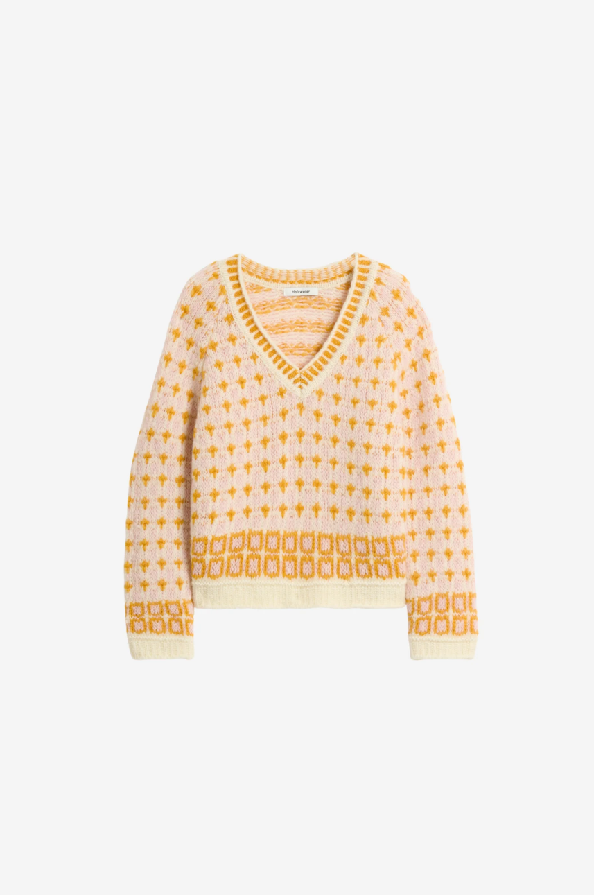 Norwegian Wool V-Neck Orange Mix