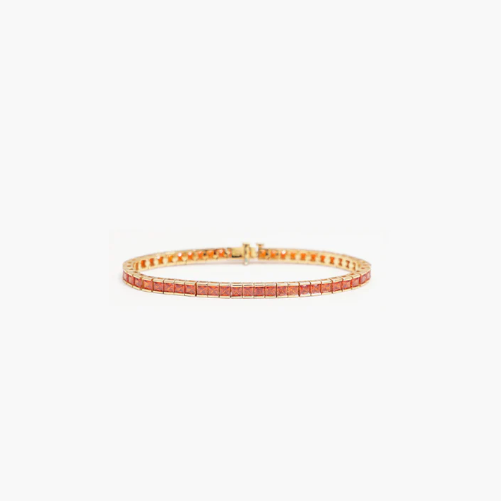 TENNIS BRACELET ORANGE GOLD 17cm