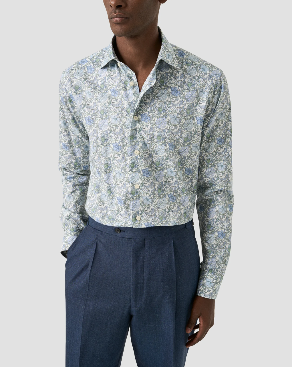 Mid green Floral Signature Twill Contemporary Shirt