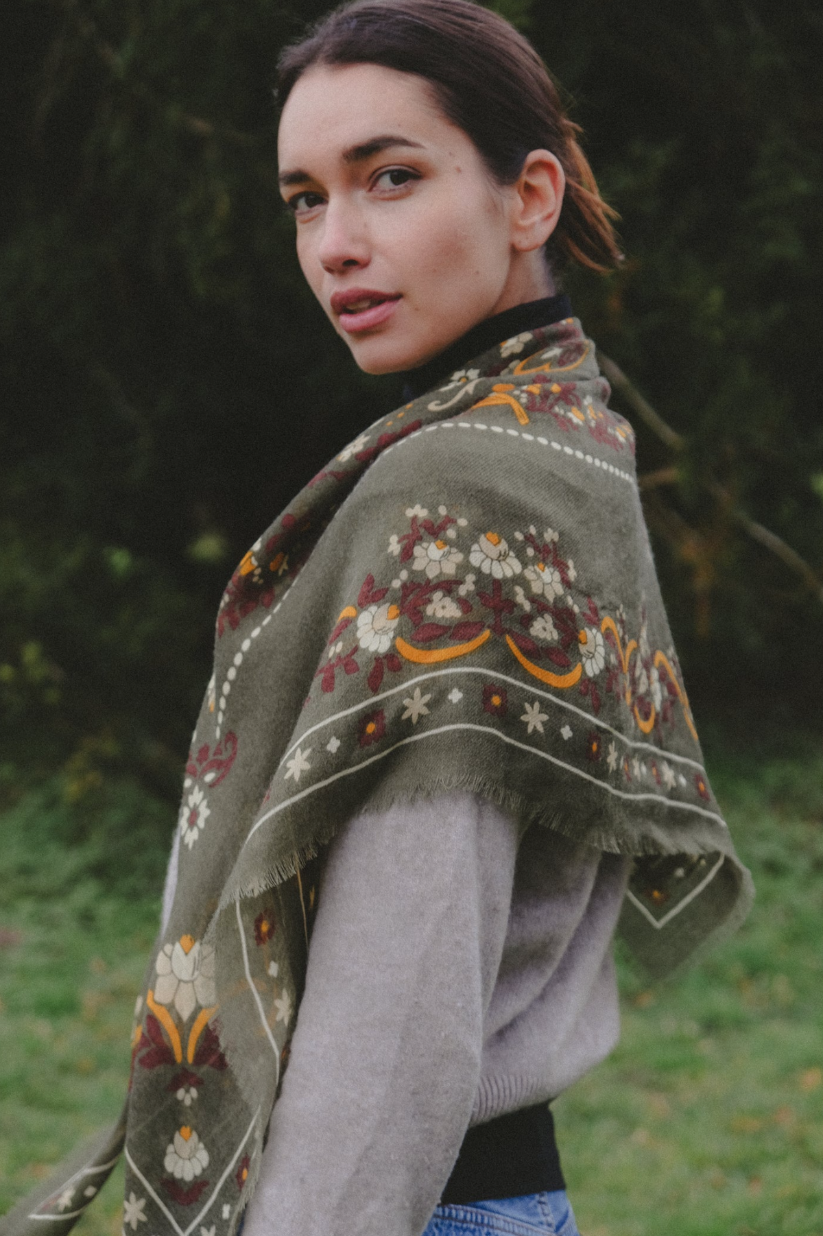 Scarf Secret Garden Golden Green