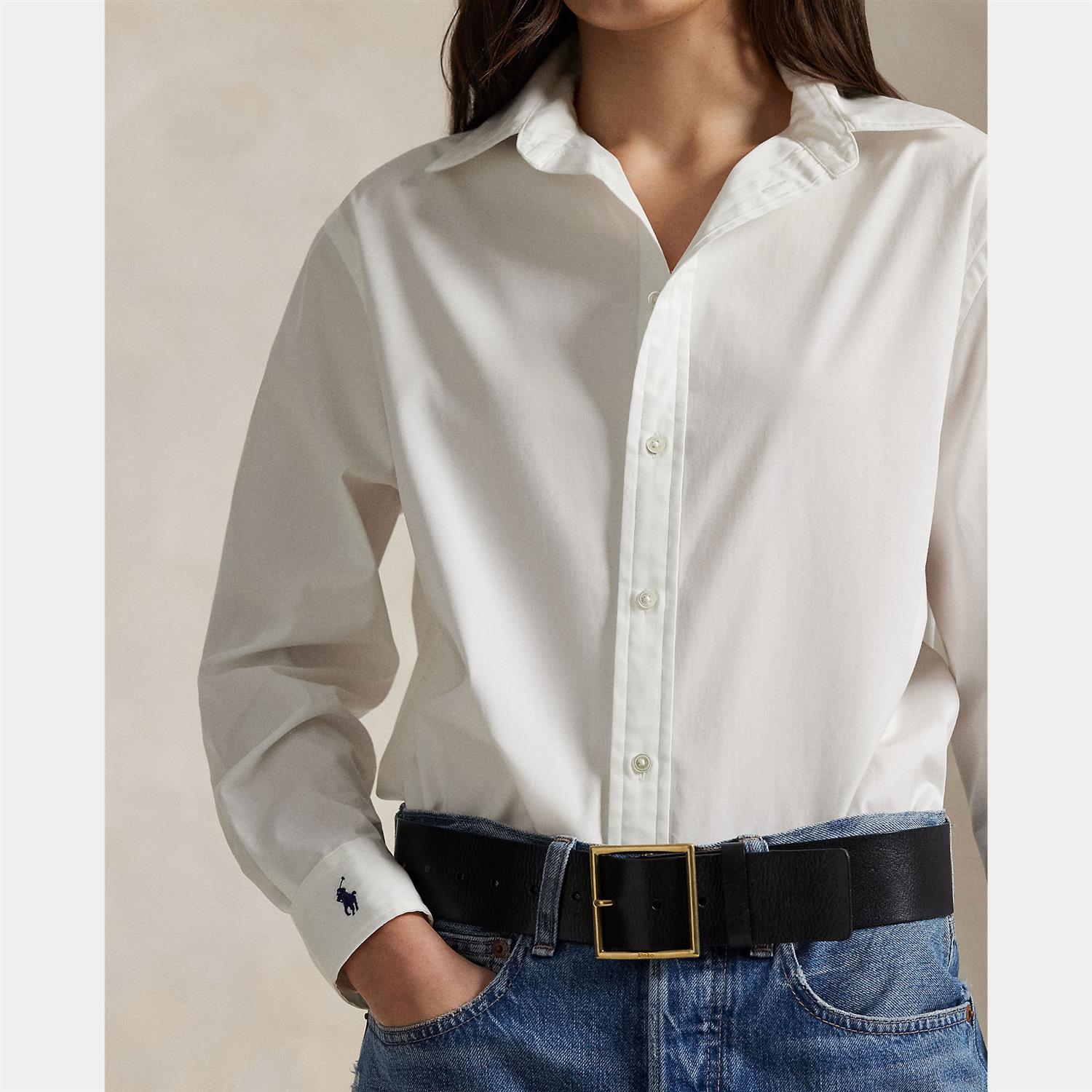 Oversized Fit Cotton Shirt white