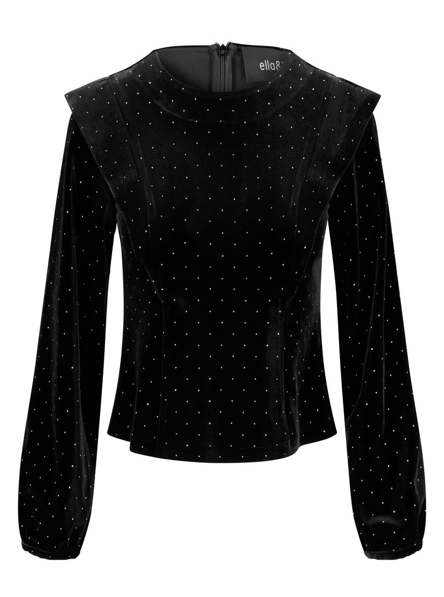 Kendra Stud Velour Blouse Black