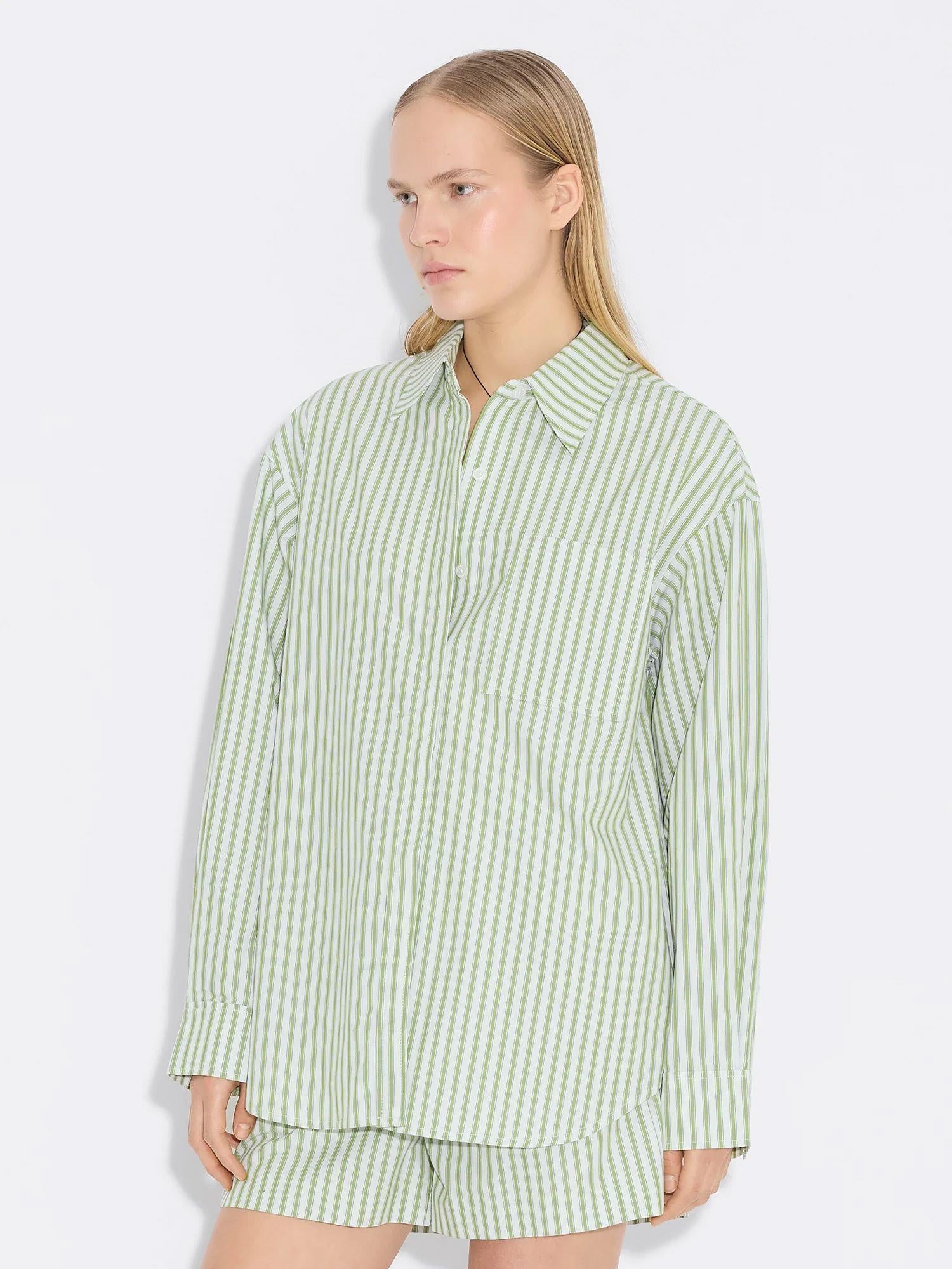 Loose Stripe Shirt Green Stripe