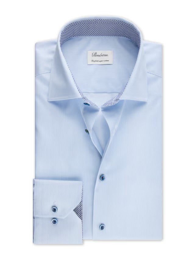 LIGHT BLUE STRIPE CONTRAST TWILL SLIMFIT SHIRT