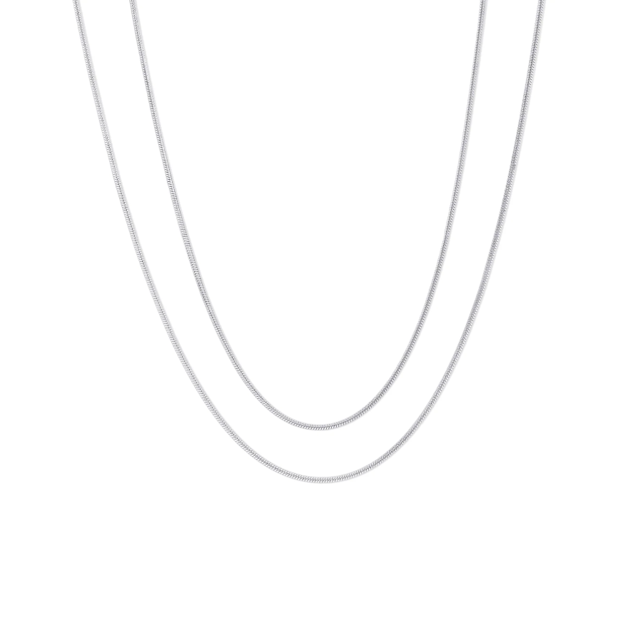 Silvia - Double Chain snake chain necklace stainless steel - silver