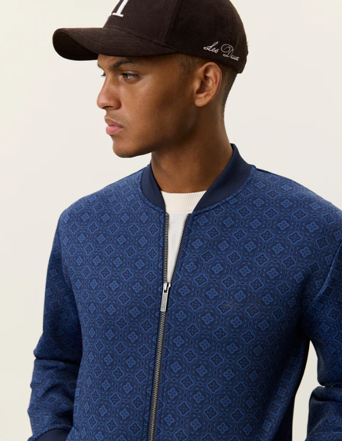 Ballier AOP Crew Bomber Jacket Dark Denim Blue