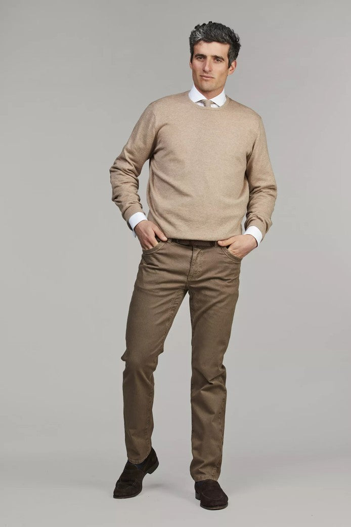 5-PKT Cut`n Sew Bormio Print Dark Beige