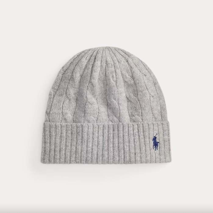 Cable knit Wool Cashmere Beanie Soft Grey