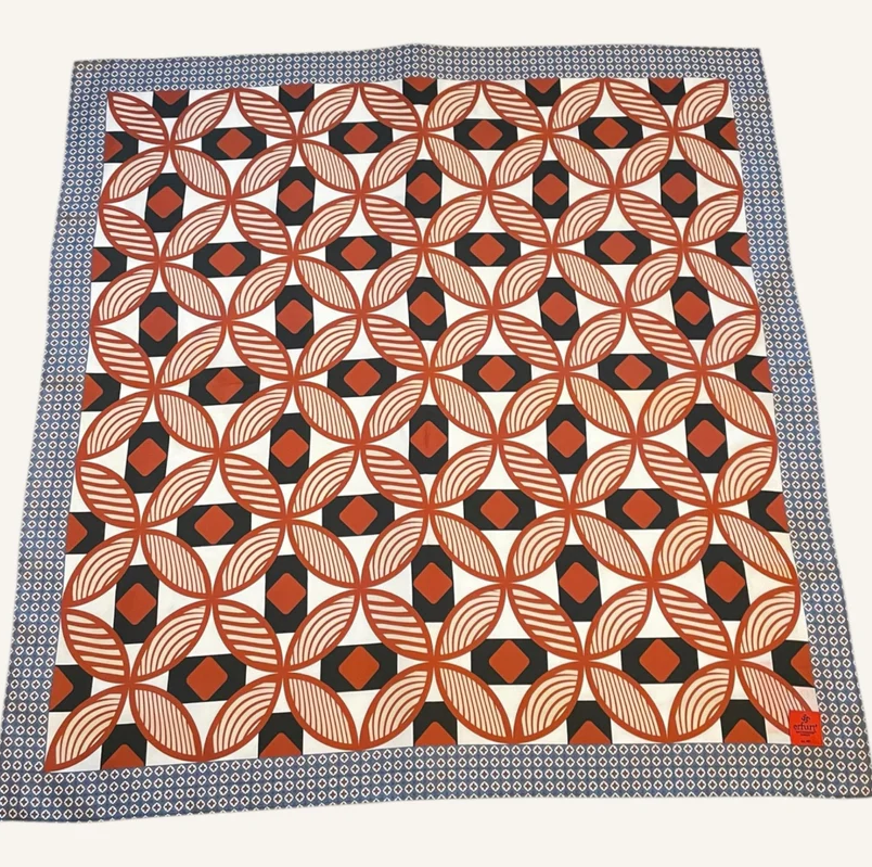 Retro Geometric Silk Brunt Sienna
