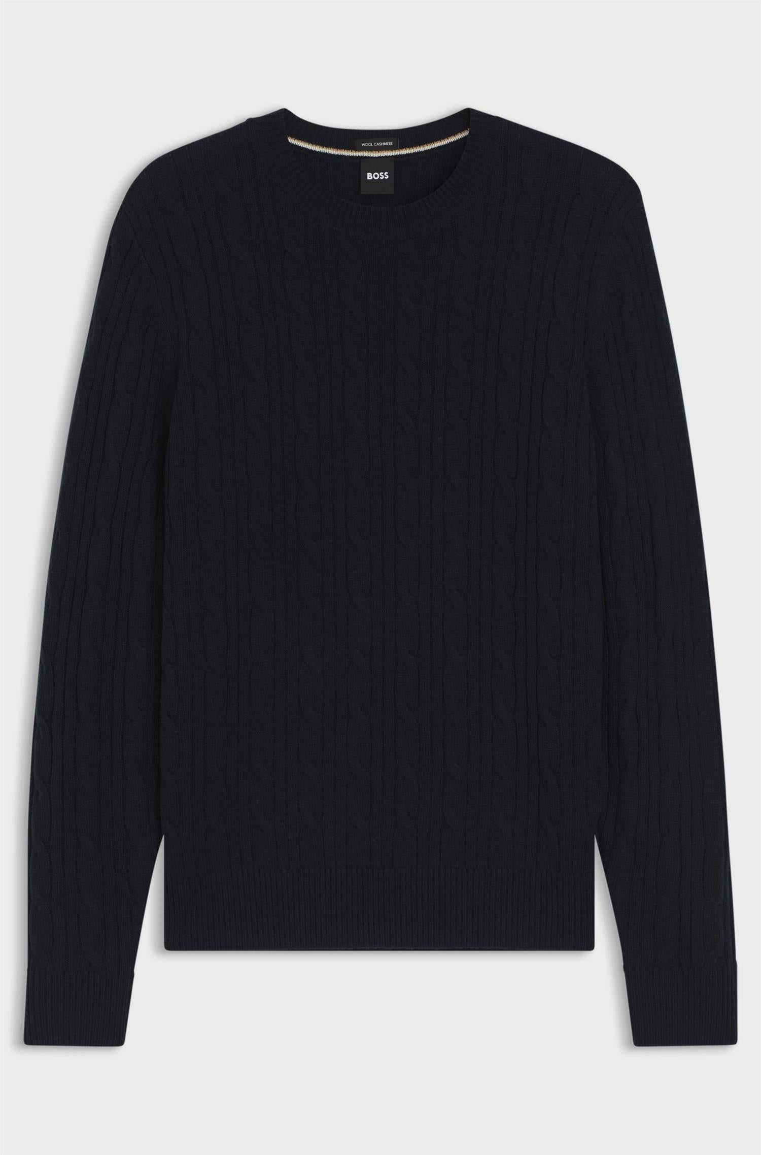 Hetico Cable-knit sweater in wool and cashmere Dark Blue