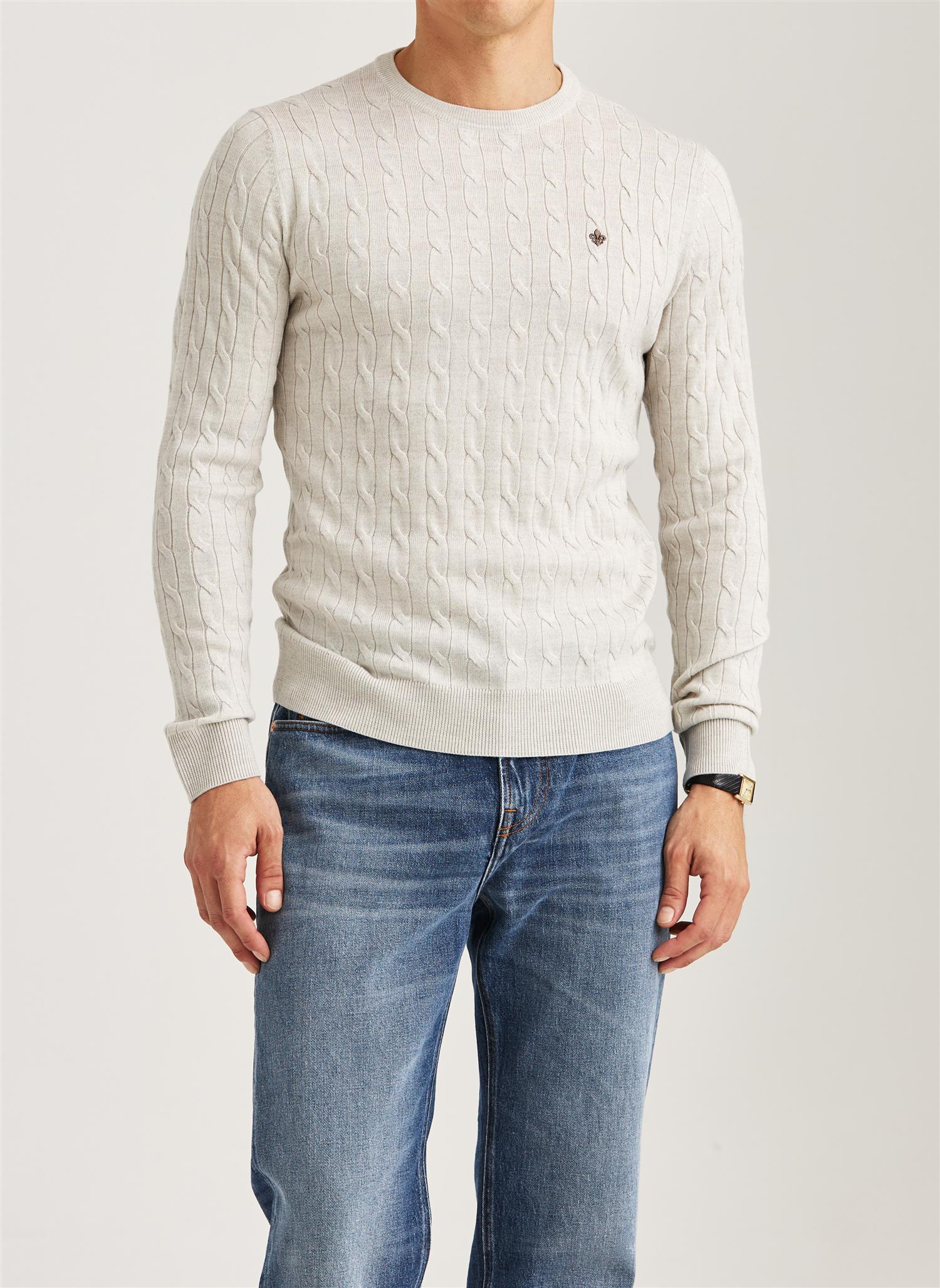 Merino Cable Oneck Off White