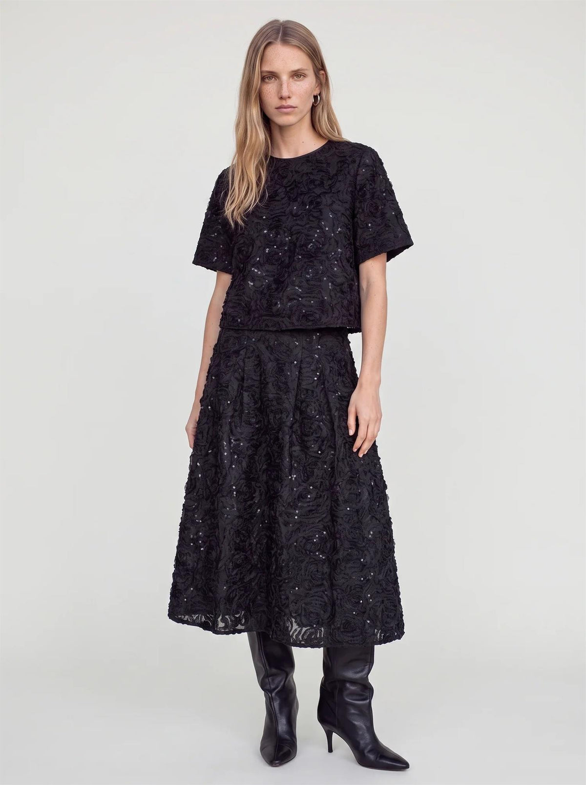 Mmreya Sequins Skirt Black