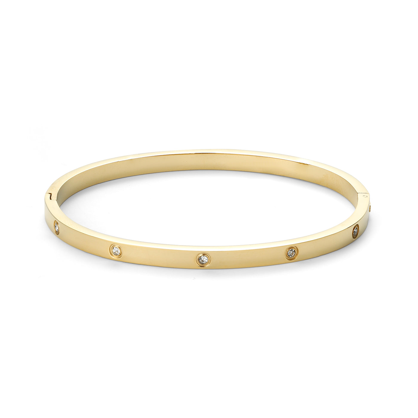 FIONA-CRYSTAL BANGLE BRACELET STINALES STEEL-GOLD