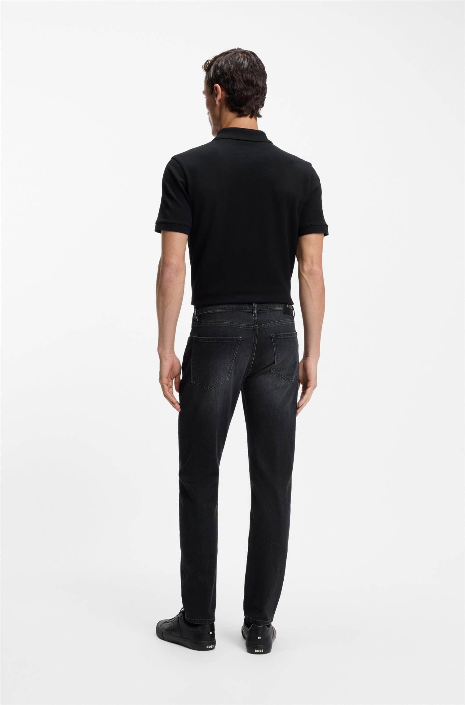 Maine Regular-fit jeans in super-soft black Italian denim