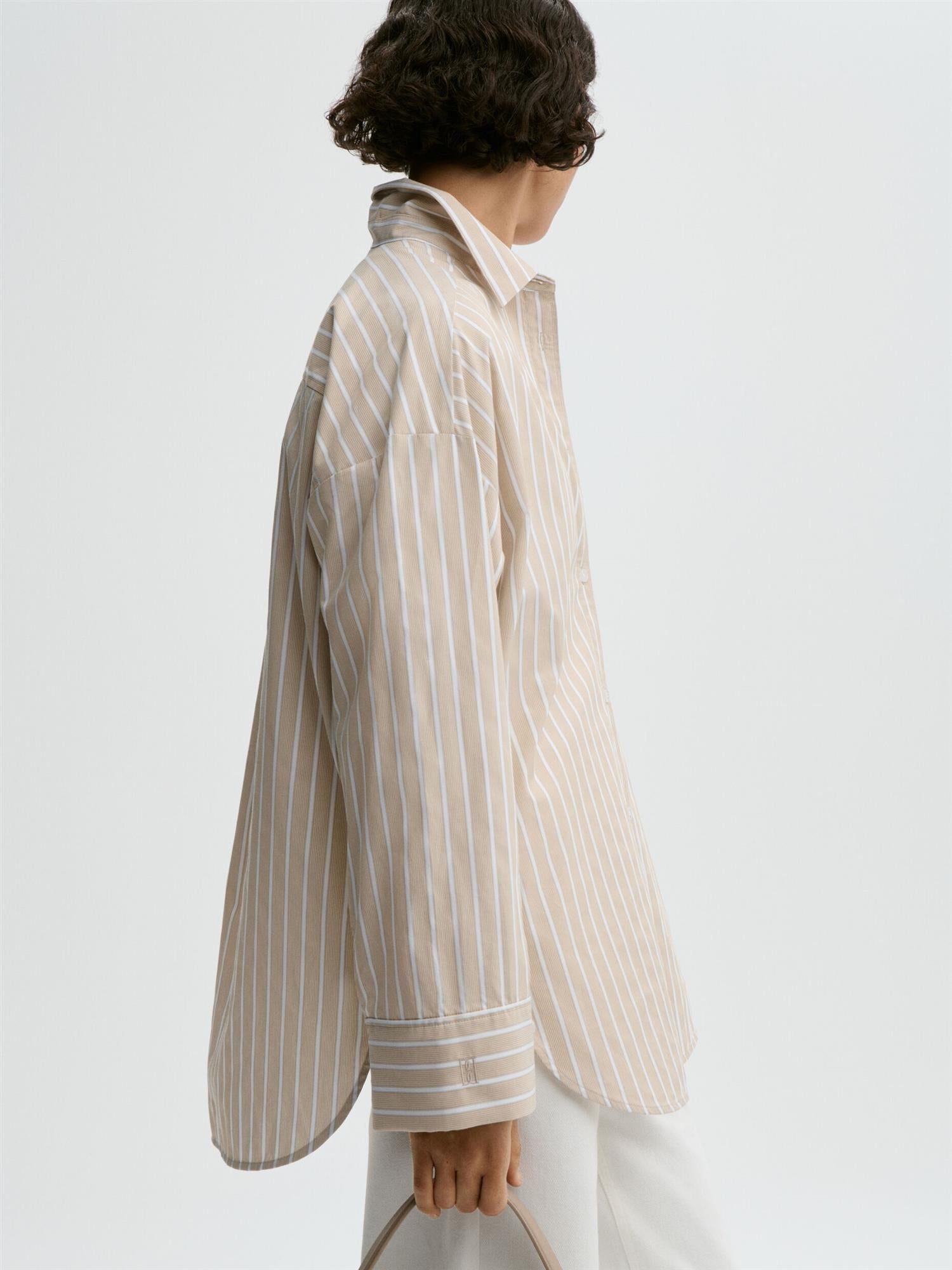 Derris Shirts Beige Classic Stripe