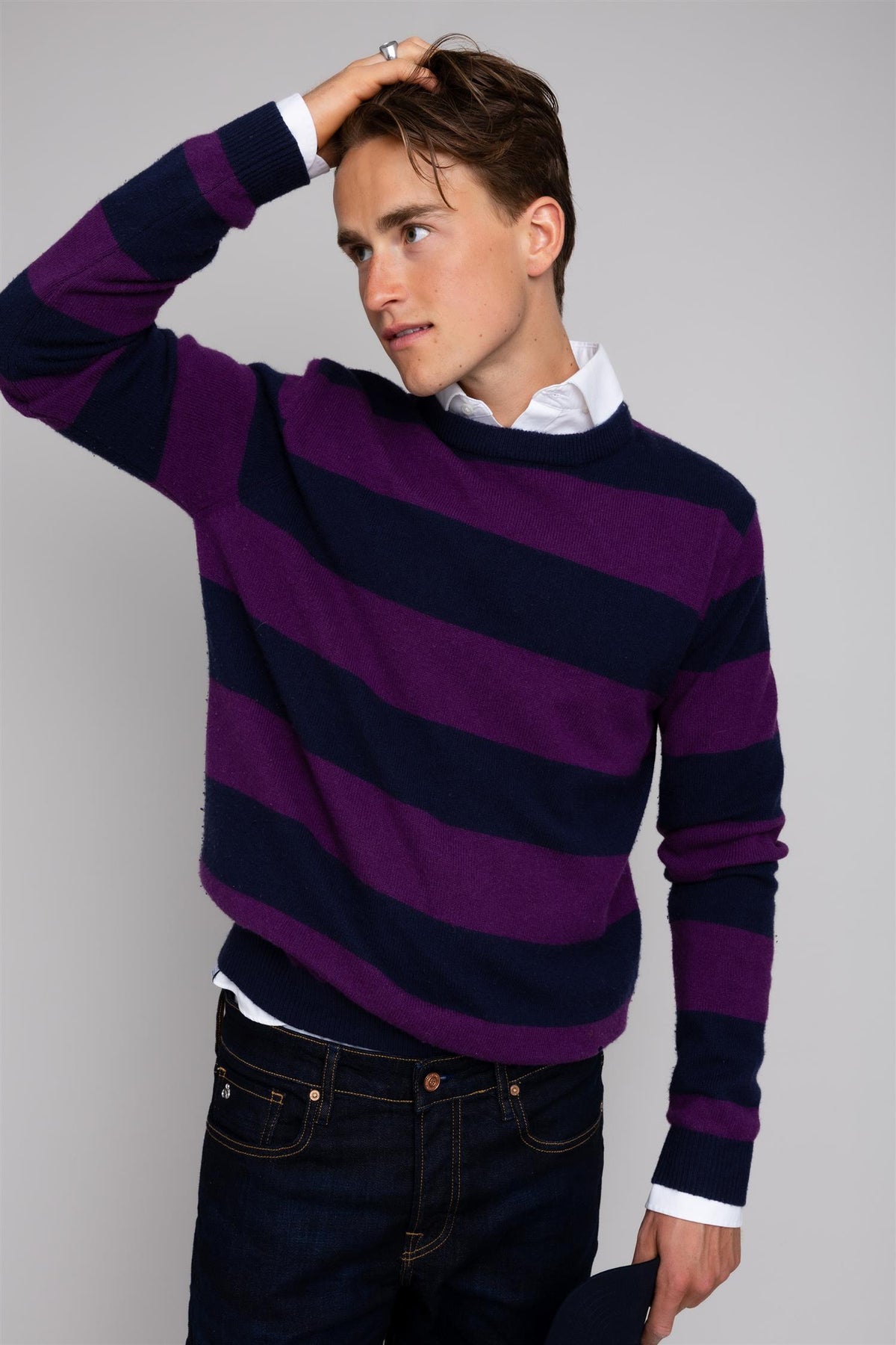 Timothee Crew Stripe Navy / Purple