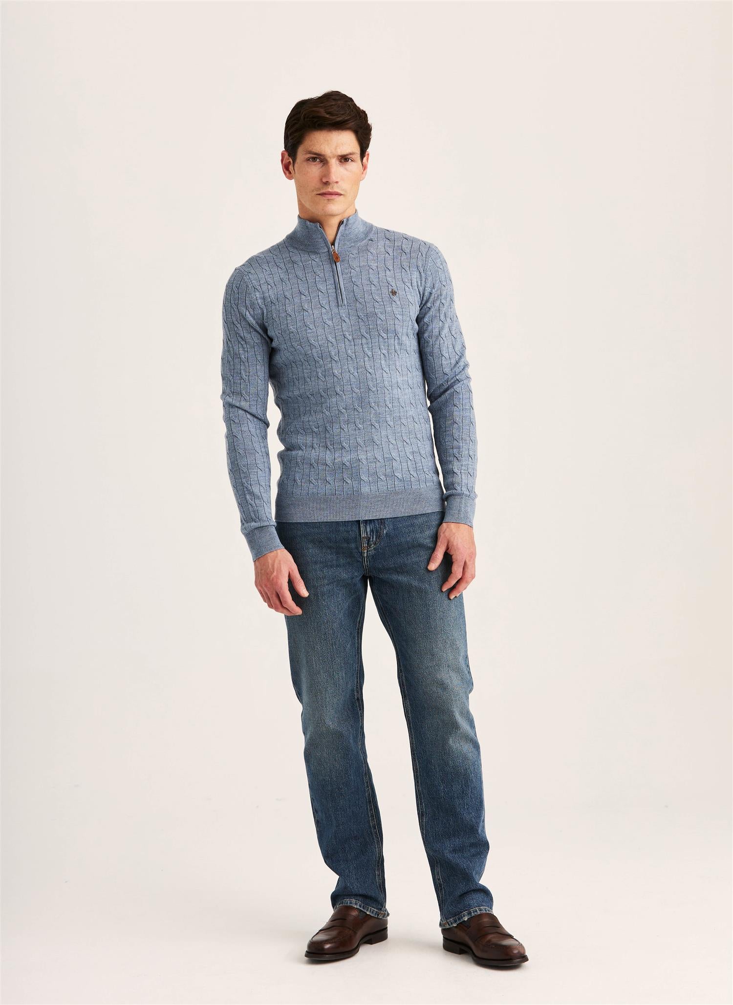 Merino Cable John Zip AW26 Iceblue