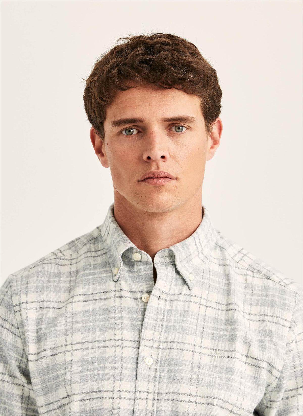 Flannel Mouliné Shirt-Slim Fit Grey