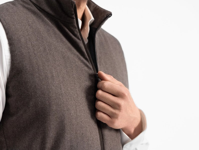 Raptor Vest Savile Brown Herringbone Wool
