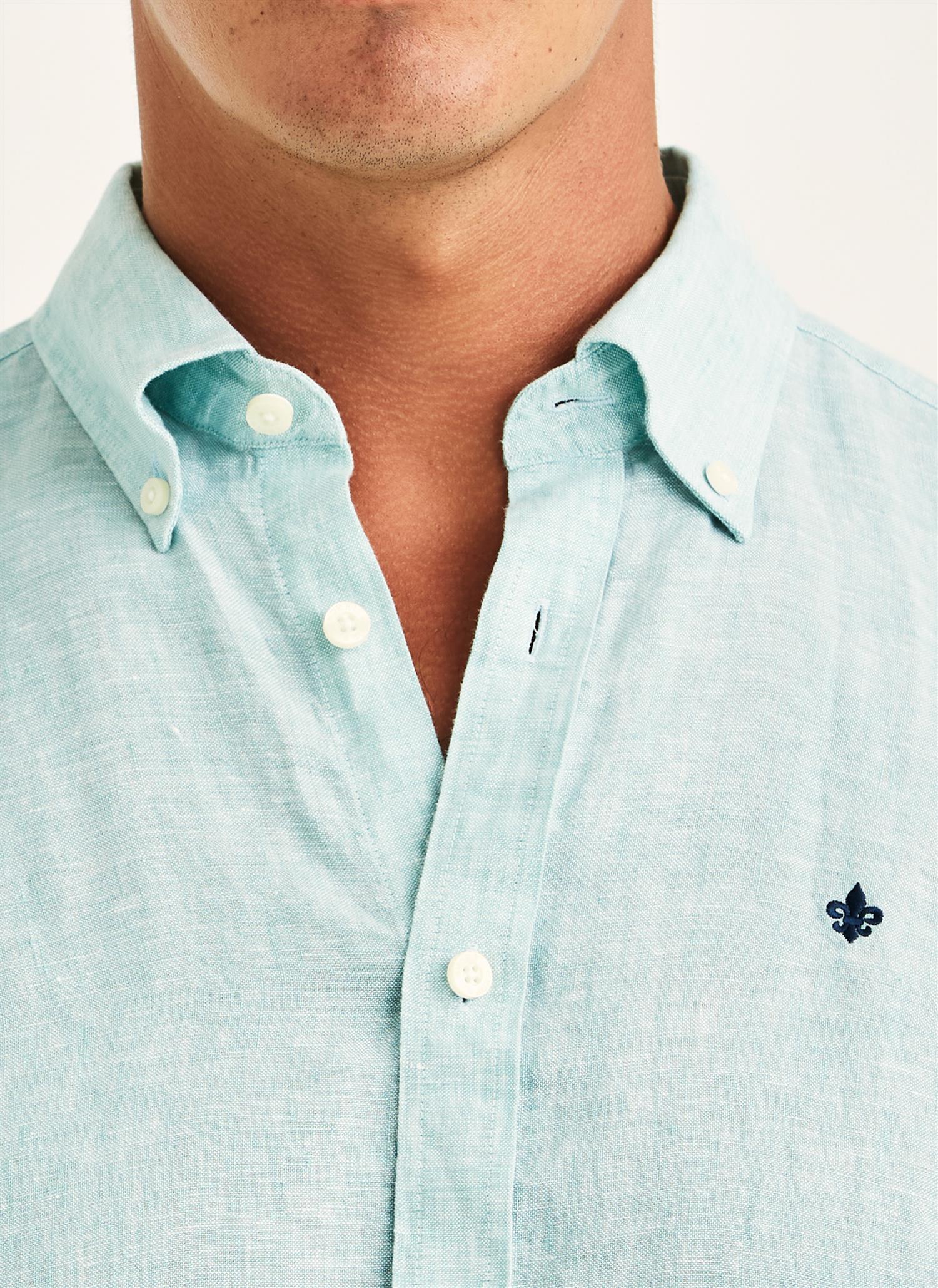 Douglas linen shirt classic fit Green