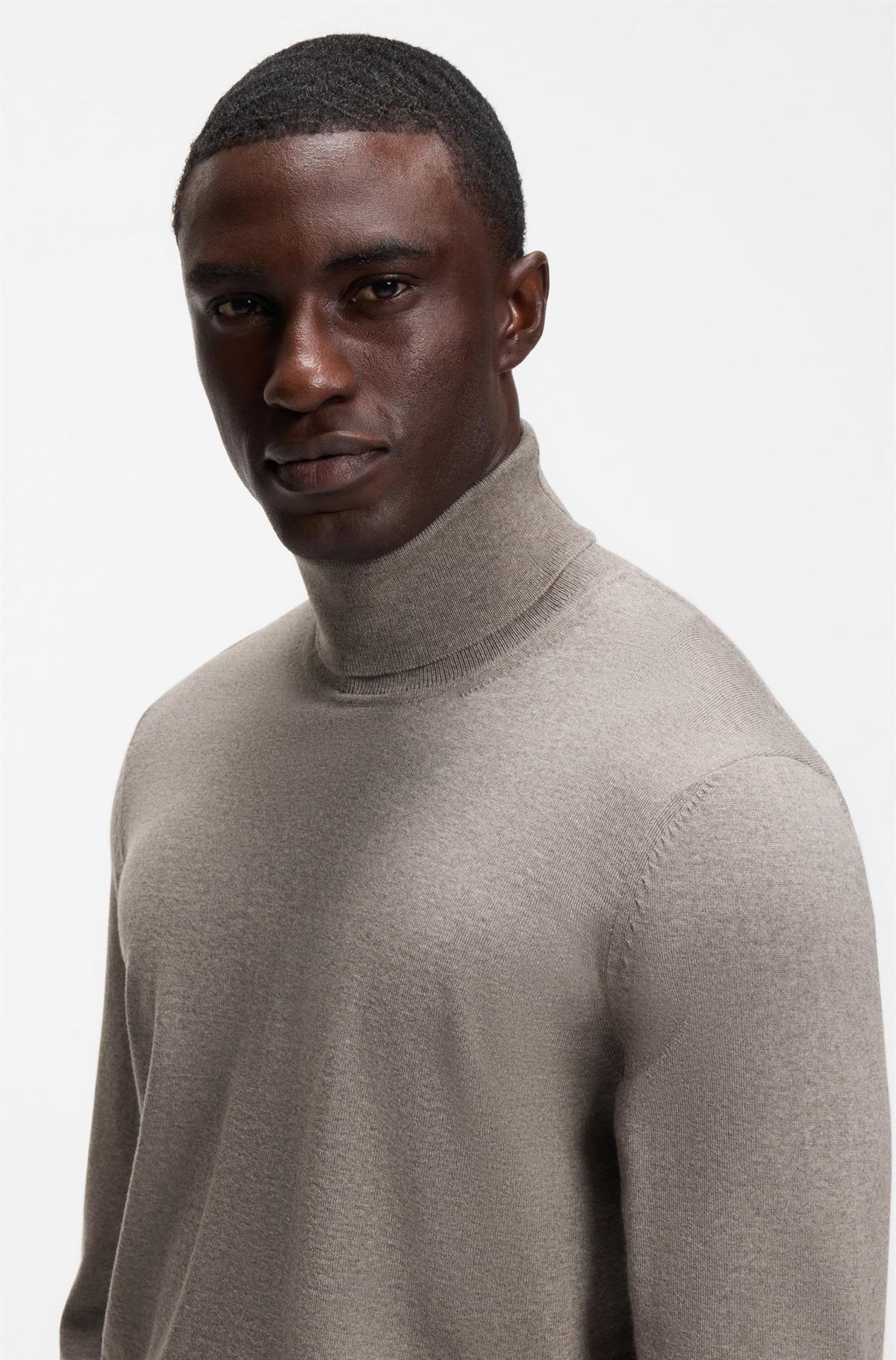 Musso Rollneck Sweater In Extra Fine Merino Wool Open Brown