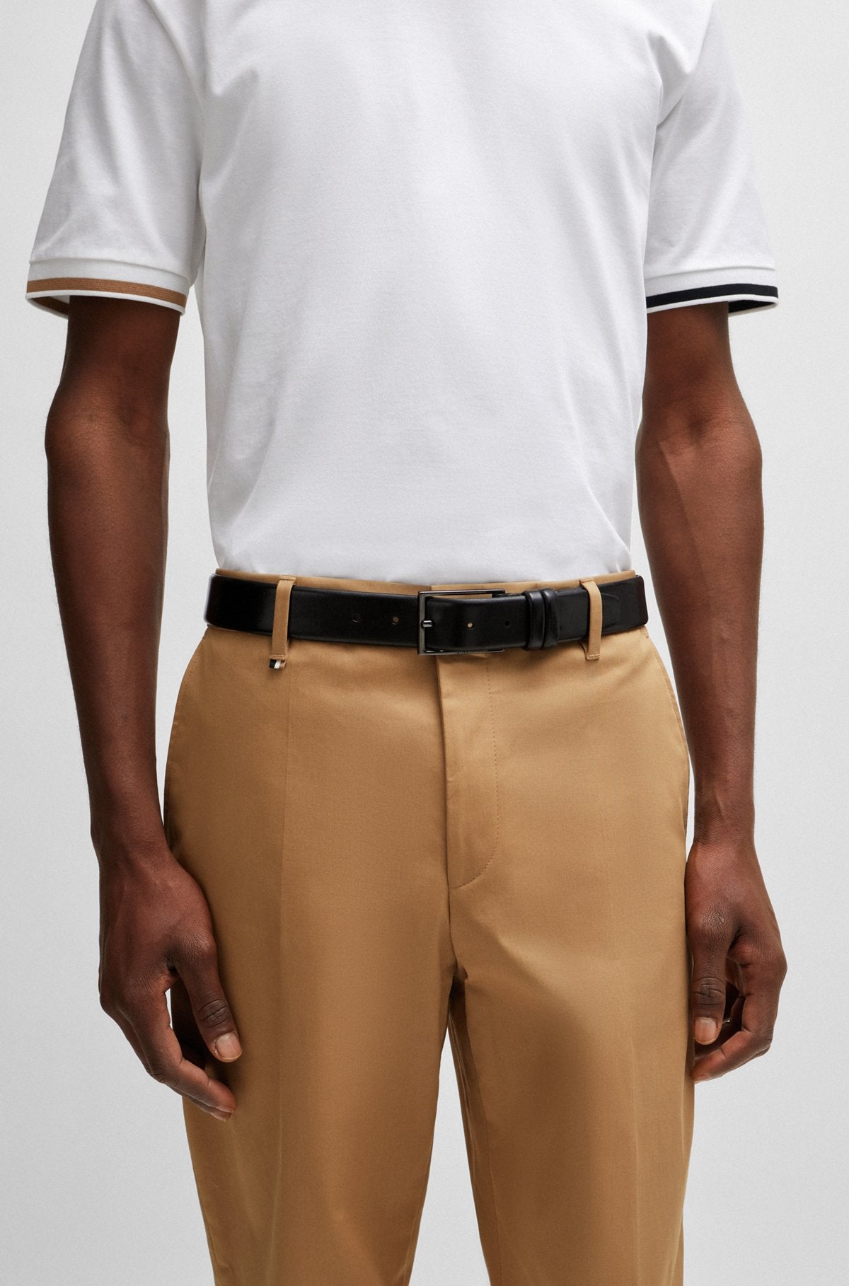 CARMELLO LEATHER BELT WITH GUNMETAL HARDWARE